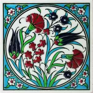 10x10 cm Çini Pano - KÇ053 Turkuaz